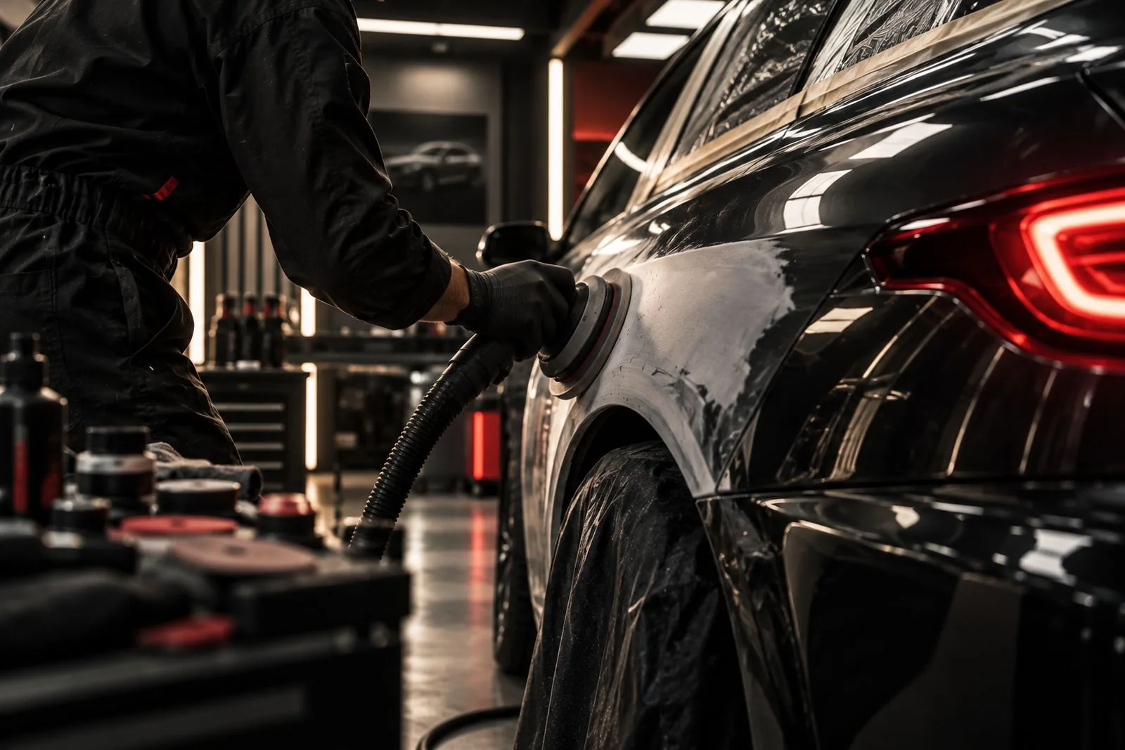 Carrosserie — polissage d'une carrosserie en atelier