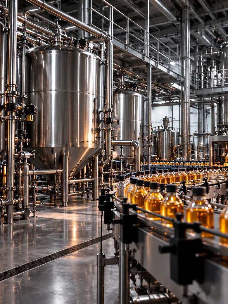 Ligne d'embouteillage agroalimentaire en inox