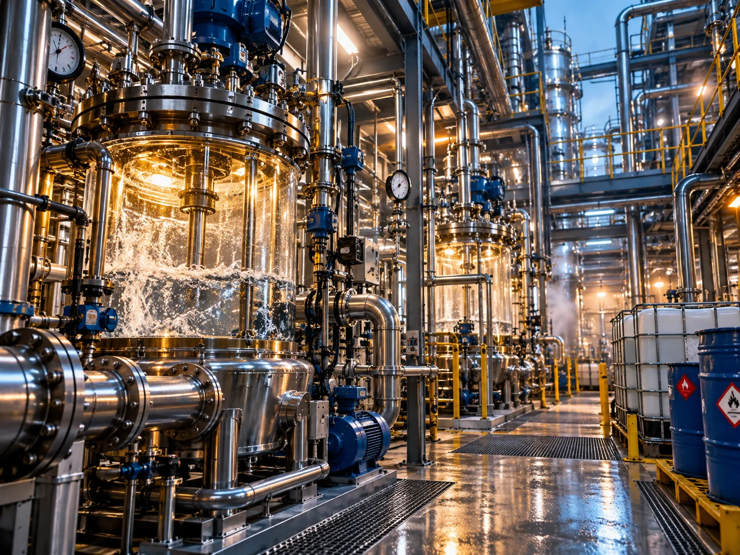 Raffinerie pétrochimique au crépuscule