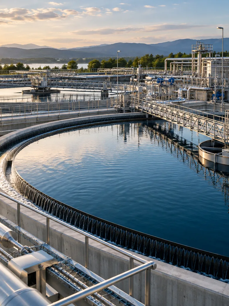 Station de traitement des eaux avec bassins clarificateurs