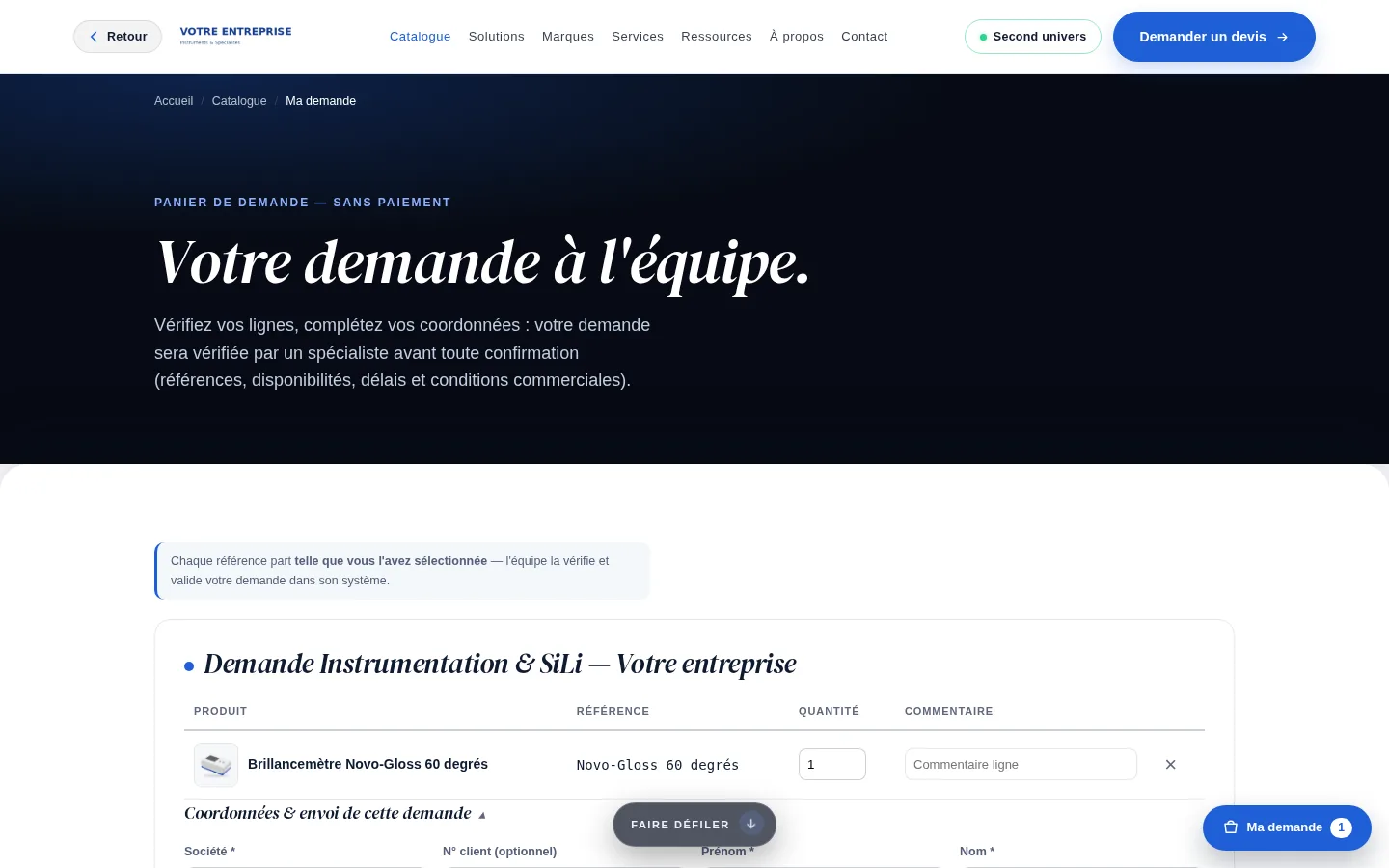 Demande et bon de commande