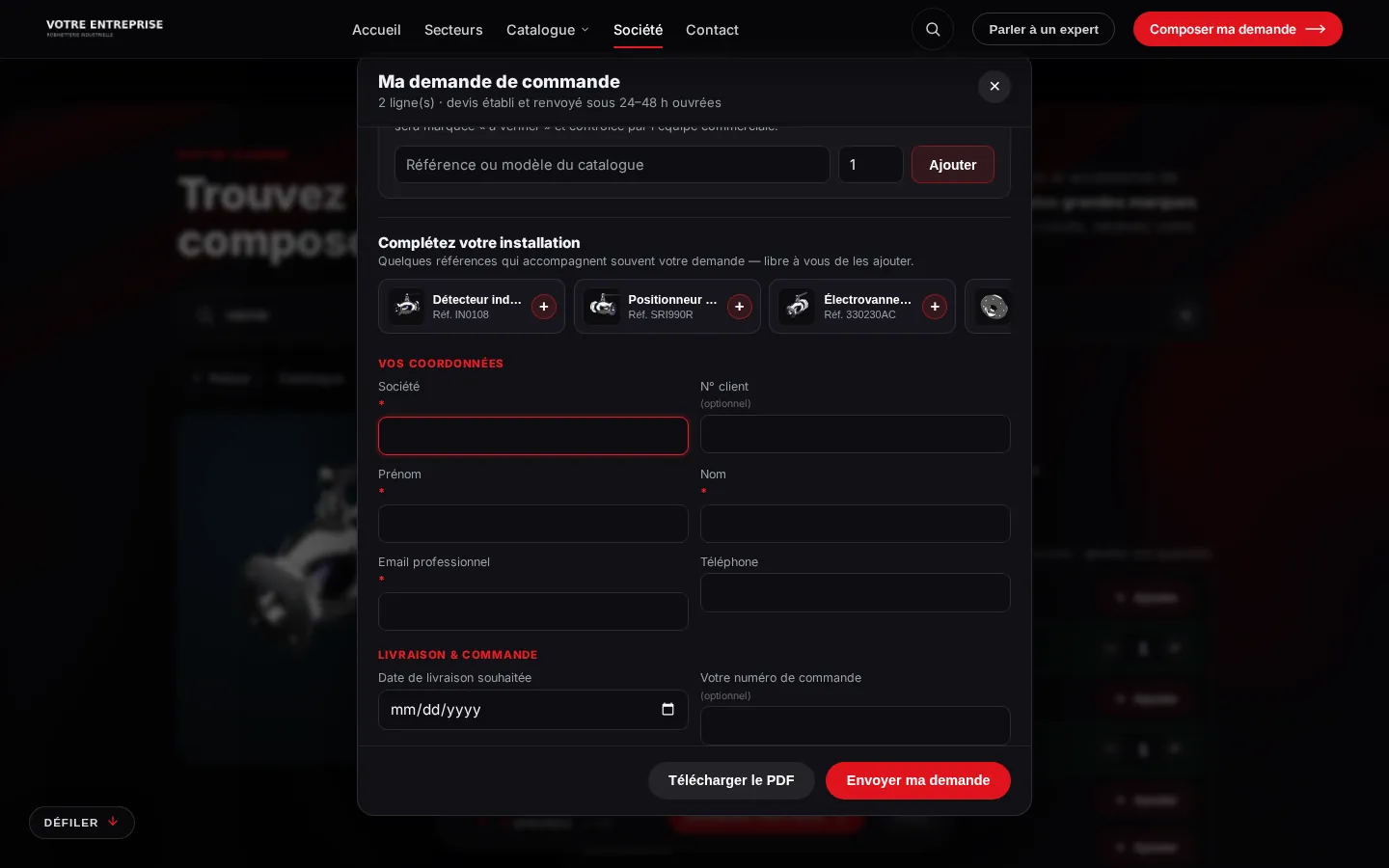 Demande multiréférence avec suggestions complémentaires